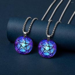 Pendant Necklaces Witchcra Pentagram Stainless Steel Men Amulets Silver Colour Wiccan Wicca Star Talisman Jewellery