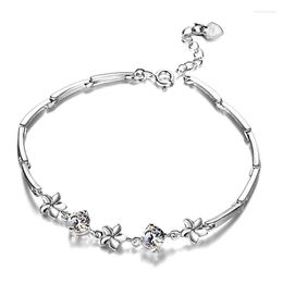 Strand Charm Unique Style Silver Colour LOVE Flower Chain Bracelet & Bangle 16CM-21CM Pulseras Jewellery Women Feminina
