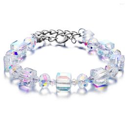 Link Bracelets Natural Opal Crystal Beaded Bracelet For Women Girls Handmade Friendship Glass Bead Charms Yoga Jewellery Accessories