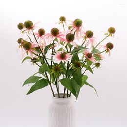 Decorative Flowers 5 Head Artificial Flower Chrysanthemum Fake For Wedding Bride Bouquet Home Furnishing Table Decoration