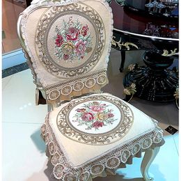 Chair Covers European Cover Four Seasons Exquisite Home Chenille Fabric Diningroom Decorative Cushion Non-Slip Stool Set