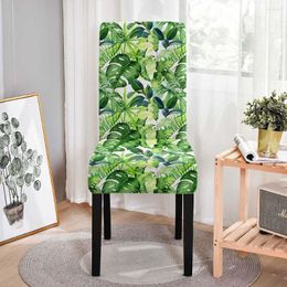 Chair Covers Tropical Plants Print Spandex Cover For Dining Room Chairs High Back Living Party Home Decoration 1Pc