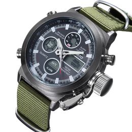 multi functional mountaineering sports watches domineering waterproof male form quartz nylon military watch Tactical LED wristwatc227D