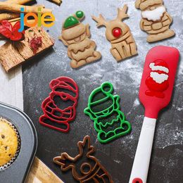 Baking Moulds JOIE Noel Christmas Cookie Cutters Set Of 3 Plastic Biscuit Mould Gingerbread Press 3D Cake Embossing Mold