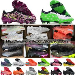 Send With Bag Football Boots Ultra 1 2 1 3 FG Soccer Shoes For Mens Top Quality Outdoor Firm Ground Leather Knit Trainers Spikes F271U