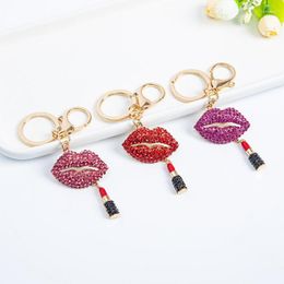 Keychains JINGLANG Gold Colour Metal Lobster Clasp Keyring Dangle Crystal Mouth For Women Luxury Handbag Pendants Jewellery