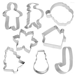 Baking Moulds 8pcs Christmas Cookie Cutters Mould Gingerbread Claus Santa Head Biscuit Mould Diy Fondant Pastry Decorating Kitchen Tools