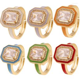 Cluster Rings Fashion Gold Color Wedding With Zircon Stone For Women Romantic Cyrstal Jewelry Gifts 8 Style Enamel Ring