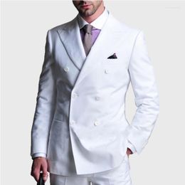 Men's Suits 2022 Double Breasted White Men Slim Fit For Wedding Party Dinner 2 Pieces Groom Tuxedo Conjuntos De Hombre Blazer Sets