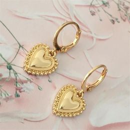 Hoop Earrings 3Pcs/Set Cute Gold Colour Love Heart Tiny Rhombus And Cross Dangle For Women Daily Fashion Accessories 3P