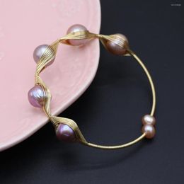 Bangle Natural Baroque Pearl Copper Wire High Quality For Women Fashion Wedding Jewellery Gifts