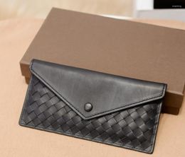Wallets Classic Long Purses Weave Design Envelope Money Pocket Card Holder Female Phone Clutch Bag