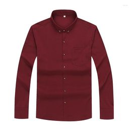 Men's Casual Shirts Spring Autumn Long Sleeve Soild Social Korean Clothes Men Business Work Button Slim Fit Pocket Big Size 8XL