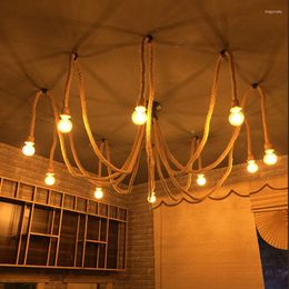 Lamp Holders 2022 E27 Industrial Rope Pendant Retro Vintage Edison Ceiling Light Fixture