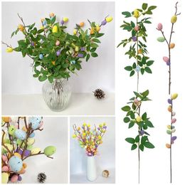 Decorative Flowers Ornament Party Supplies Livingroom El Floral Arrangement Painted Eggs Artificial Easter Egg Branch Home Decoration