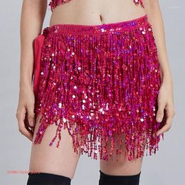 Stage Wear Women's Belly Dance Hip Scarf With Solid Colour Glitter Sequin Tassel Waist Chain