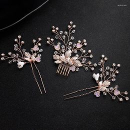 Headpieces European And American Wedding Headwear Set Floral Crystal Handmade Bride Hair Comb Dress Insert Accessories