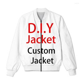 Jackets masculinos Diy Custom Design Your Own Pictures 3D Impresso Zipper Bomber Men Overcoat Mens Casat Zip Up