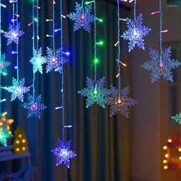 Strings 4M Christmas Light Led Snowflake Curtain Icicle Fairy String Lights 8 Modes For Home Party Garden Year Dec