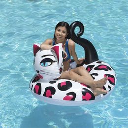 Life Vest Buoy Painted Cat Giant Inflatable Pool Float Tube Raft Swimming Ring Pool Toys Water Bed Circle Boia Piscina For Adults Children T221214