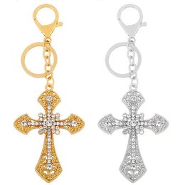 Diamond Cross Keychains Metal Keychain Bag Decorative Pendant Keyring Gift Key Chain