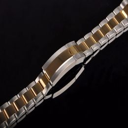 20mm New Middle Half Gold Two Tone Polished Brushed 316L Solid Stainless Steel Metal Curved End Watch Band Belt Strap Bracelets291I