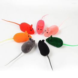 Cat Toys 2Pcs False Mouse Toy Colorful Pet Dog With Sound Play Flocking Simulation Squeak Rat