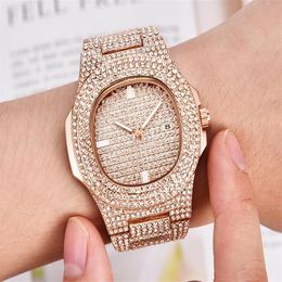 Luxury Quartz Gold President Day-Date Diamonds Watch Women Stainless Mother of Pearl Dial Diamond Bezel Automatic WristWatch mens 2691