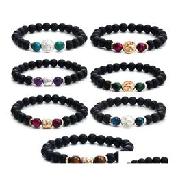 Beaded Strands Designer Fashion 8Mm Tiger Eye Natural Stone Beaded Bracelets Buddha Head Tree Of Life Charms Chakra Nce Bracelet St Otovi