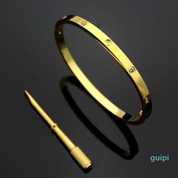 4 mm dünne Silberarmbänder Armreifen für Frauen Männer Titanstahl Goldschraubendreher Armbänder Liebhaber Armband ohne Kiste 16-19cm266h