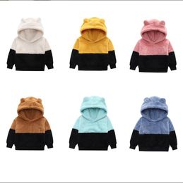 Kids Winter Hoodies Designer Clothes Girls Plush Pullover Windbreaker Jumper Baby Hooded Coats Child Casual Classic Patchwork Jackets Warm Fashion Outwear BC214