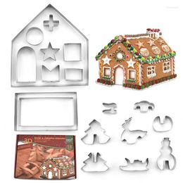 Baking Moulds Stainless Steel Gingerbread House 3d Cookie Mould Three-dimensional Creative Christmas