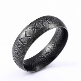 Stainless Steel Fashion Style Ring MEN Double Letter Rune Words Odin Norse Viking Amulet RETRO Rings Jewelry