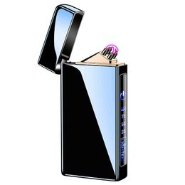 COOL Colorful Zinc Alloy Double ARC Lighter USB Built Battery Charging Portable Windproof Dry Herb Tobacco Cigarette Cigar Smoking Pocket Lighters Holder DHL