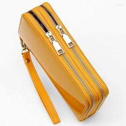 Wallets Wallet Yellow Women's Leather Large Capacity 2022 Long Gold Handbag Purse Carteira Masculina