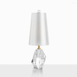 Table Lamps Post-Modern Clear Crystal Lamp Luxury Creative White Cloth Living Room Bedside Study Decoration LED E27 Desk Light