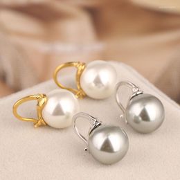 Hoop Earrings Women Artificial Pearl Earrigns With Gold Plated Stud Fashion