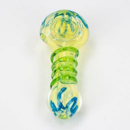 Cool Colorful Winding Hand Pipes Thick Glass Portable Spoon Design Filter Dry Herb Tobacco Bong Handpipe Handmade Oil Rigs Smoking Cigarette Holder