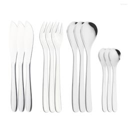 Dinnerware Sets 12pcs 18/10 Stainless Steel Knife Fork Spoon Kitchen Flatware Tableware High Grade Sliver Cutlery Set Drop