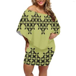 Casual Dresses Comfortable Home Wear Polynesian Samoan Tattoo Design Sexy Lady Prom Summer Elegant Ladies Ruffle Off Shoulder Dress