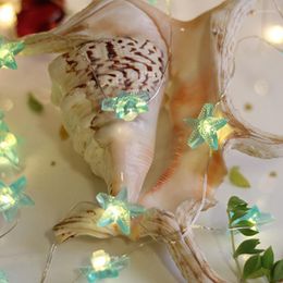 Strings 20 LED 2M String Lights Warm Light Cartoon Children's Holiday Decoration Starfish Shape Battery Copper Wire Lamps