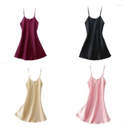 Women's Sleepwear Ladies Sexy Silk Satin Sleepshirts Girls Sleeveless Nighties V-neck Nightgown Nightdress Women Plus Size Nightwear