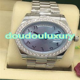 High quality men's watch light blue dial Arabia number scale fashion diamond wristwatches fully automatic mechanical watch240H