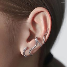 Backs Earrings 2022 Snake Stud Irregular Punk Metal Snakes Shape Earcuffs Anime Cosplay Goth Jewelry Zircon Eye Animal Earring 1Pc