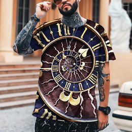 Magliette da uomo hip-hop fresco puntatore t-shirt rotante orologio maschio stampa 3d machine oversize street estate estate a maniche corte 2022 marchio