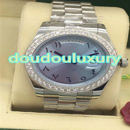 High quality men's watch light blue dial Arabia number scale fashion diamond wristwatches fully automatic mechanical watch259q