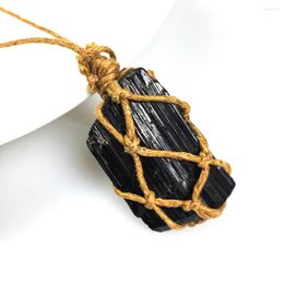 Pendant Necklaces Necklace Quartz Crystal Gem Natural Stone Macrame Reiki Healing Braid Rope Handmade Jewelry