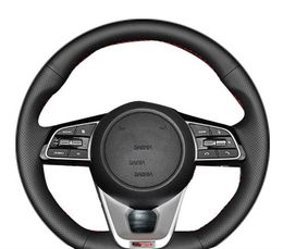 Customized Car Steering Wheel Cover Leather Braid Car Accessories For Kia K5 Optima 2019 Ceed 2019 Forte Cerato 2018