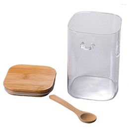 Storage Bottles Jar Durable Wooden Lid Convenient Glass Tank With Airtight Cover For Restaurant Grain Container Sealed