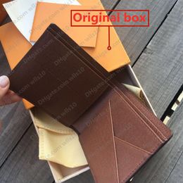 Mens wallet women purse High quality fashion short plaid Wallet portafoglio uomo Complete set of original box 3 colors Holders LB12225